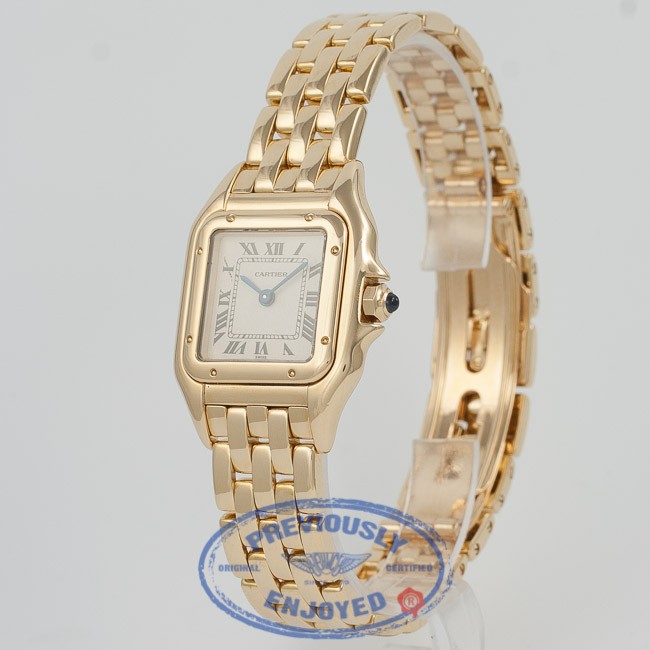 Cartier Panthere Yellow Gold Bracelet White Roman Numeral Dial Ladies ...