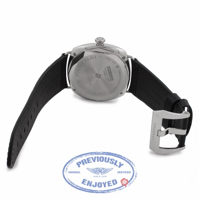 Panerai Black Seal Logo Base Radiomir Black Leather Strap PAM00380