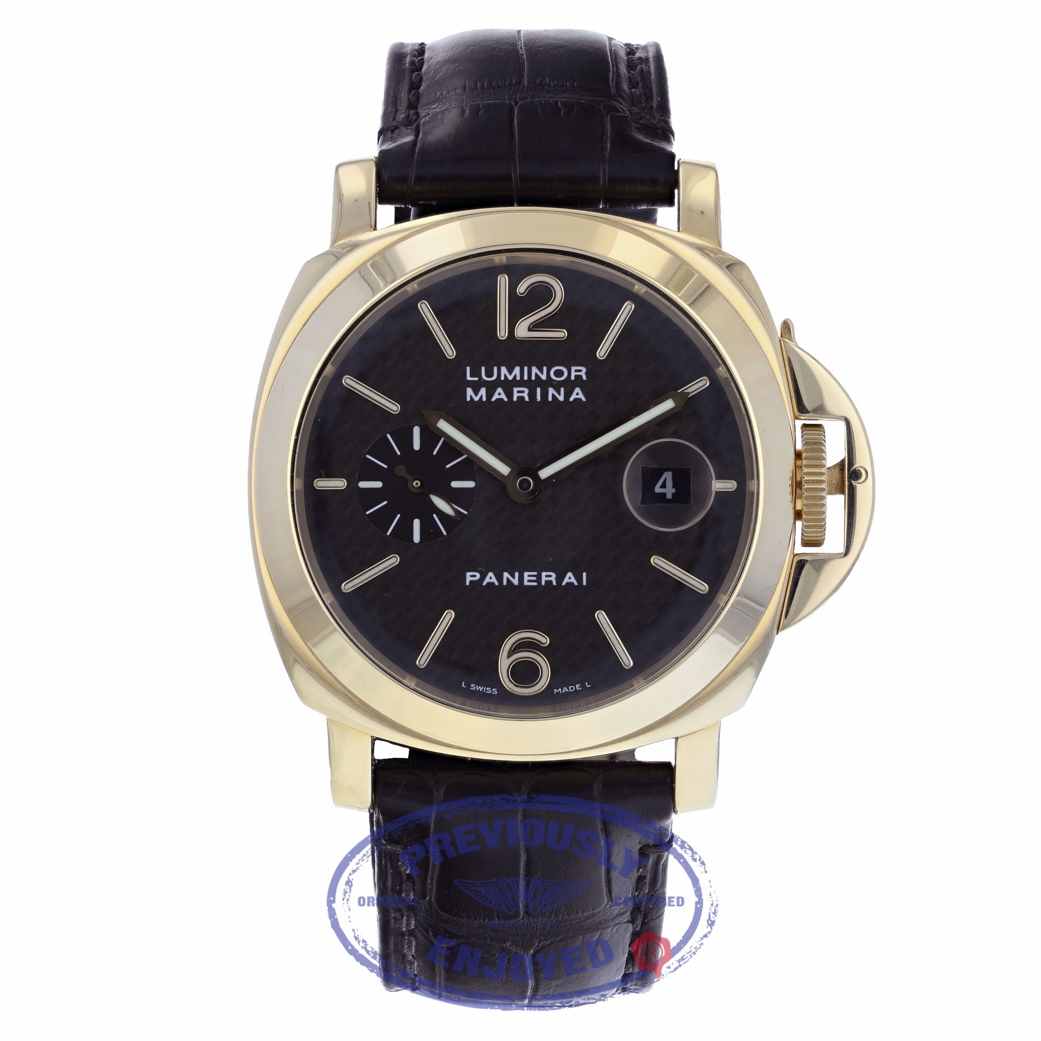 Panerai PAM00140 Luminor Marina 44mm Yellow Gold Carbon Fiber Dial