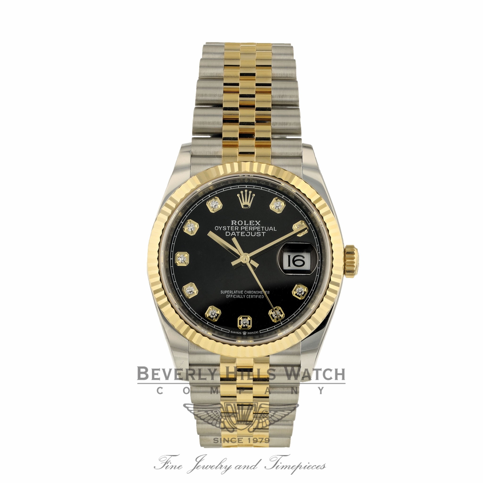 Rolex oyster perpetual hot sale datejust black face diamonds