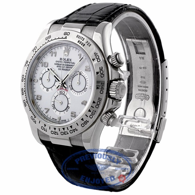 White gold daytona hot sale leather strap