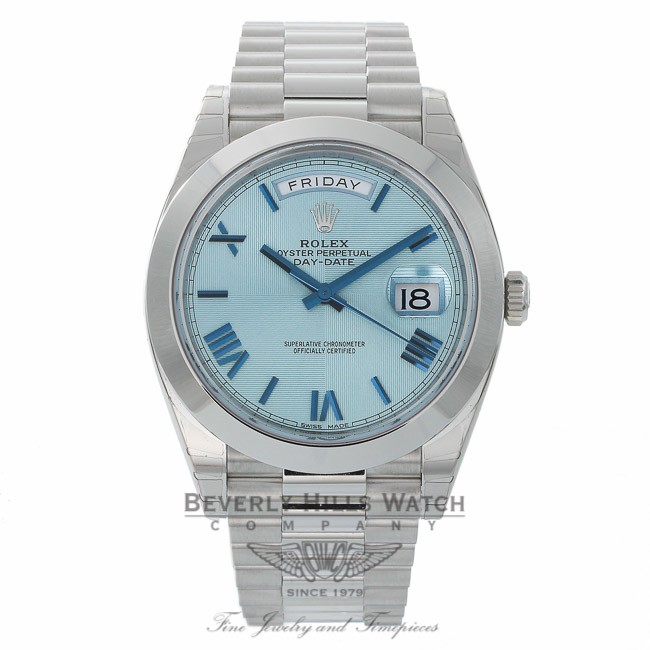 rolex day date 40 platinum blue dial